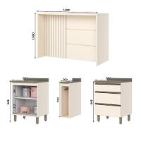 Kit Ilha Gourmet Connect Com Balcões 60cm E Porta Toalha Off White Móveis Henn Off White - 6