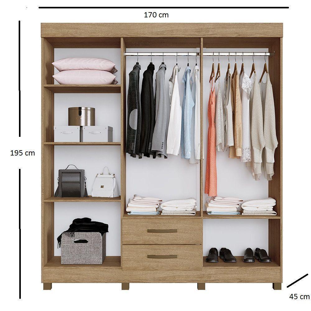 Roupeiro Copacabana Canela 6 Portas Com Espelho Benetil Móveis Canela - 3