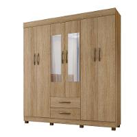 Roupeiro Copacabana Canela 6 Portas Com Espelho Benetil Móveis Canela - 2