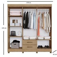 Roupeiro Copacabana Canela 6 Portas Com Espelho Benetil Móveis Canela - 3