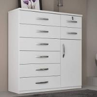 Cômoda Vitoria Plus No Branco Com Chave 1 Porta 8 Gavetas Benetil Móveis - 1