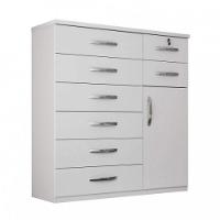 Cômoda Vitoria Plus No Branco Com Chave 1 Porta 8 Gavetas Benetil Móveis - 3