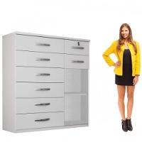 Cômoda Vitoria Plus No Branco Com Chave 1 Porta 8 Gavetas Benetil Móveis - 4