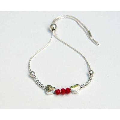 Pulseira Elegante De Prata 925 Com Corações E Pedras - Joia Delicada