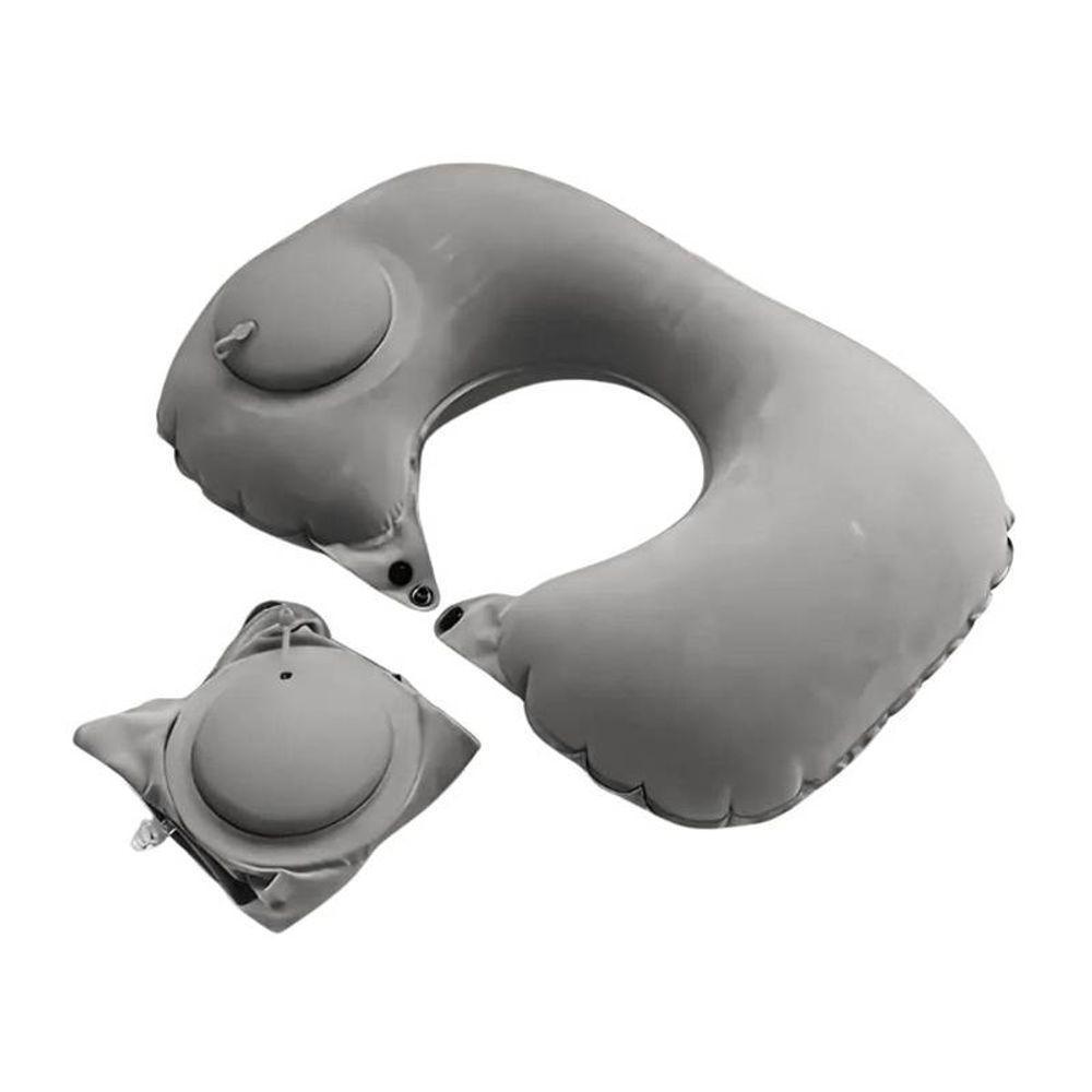 Travesseiro Cinza Almofada De Pescoço Inflável E Portátil - 2
