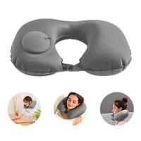 Travesseiro Cinza Almofada De Pescoço Inflável E Portátil - 3