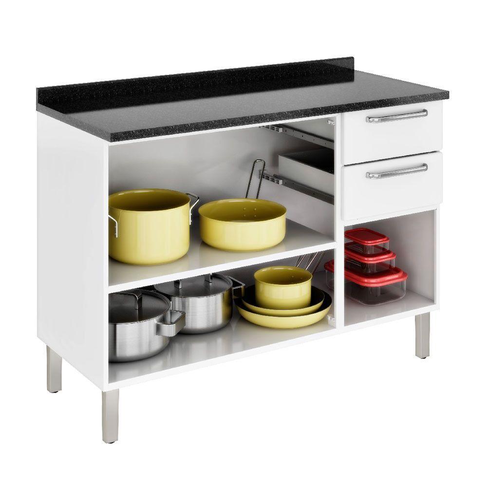 Balcão Tarsila Com Tampo 3 Portas 2 Gavetas Ig3g2-120 Itatiaia Branco - 3