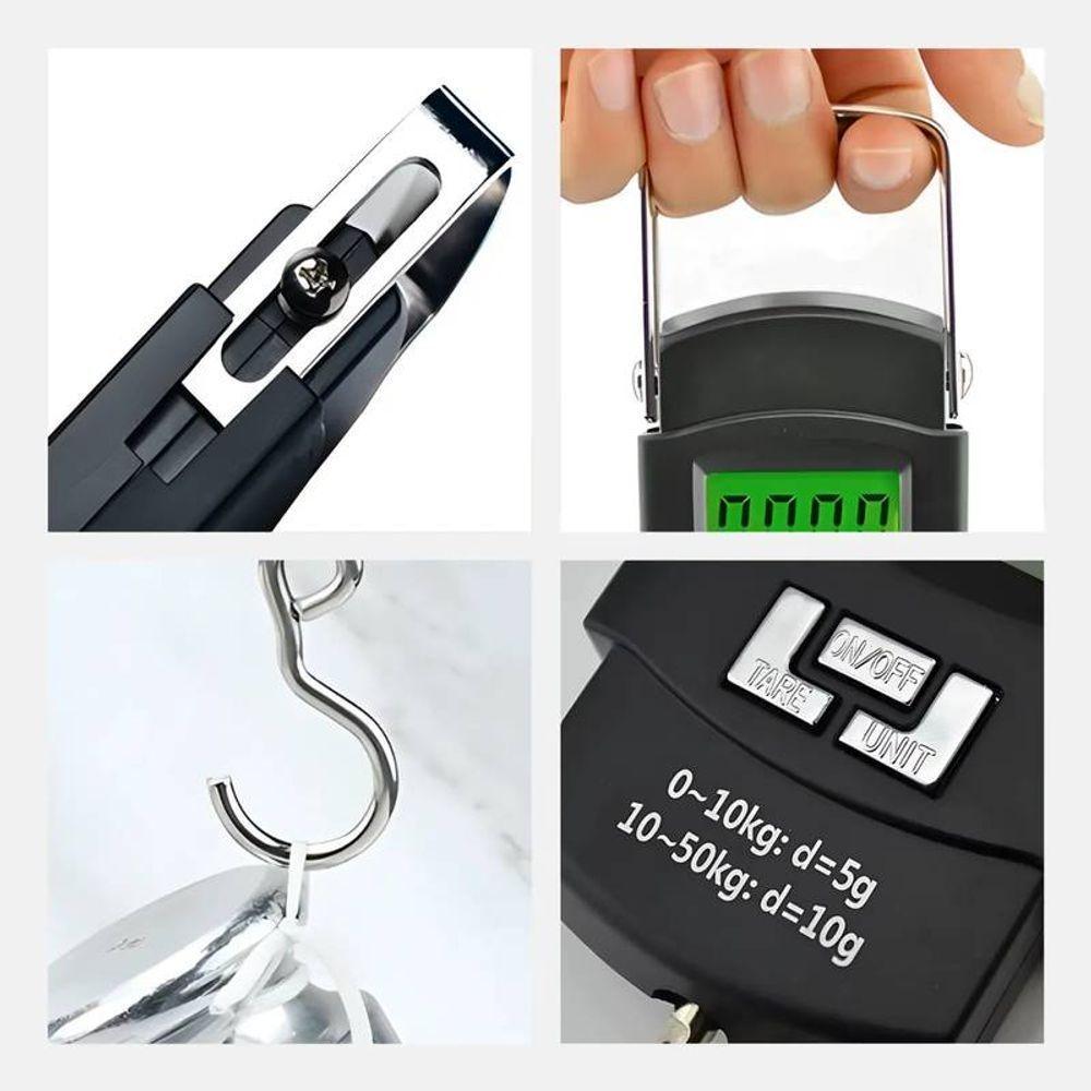 Balança Portátil Preta De Mão Display Digital Até 50 Kilos - 4