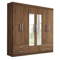 Guarda Roupa Casal Galaxy Freijó 6 Portas 4 Gavetas 2 Espelhos Minastex - 2