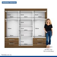 Guarda Roupa Casal Galaxy Freijó 6 Portas 4 Gavetas 2 Espelhos Minastex