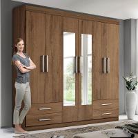 Guarda Roupa Casal Galaxy Freijó 6 Portas 4 Gavetas 2 Espelhos Minastex - 5