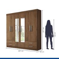 Guarda Roupa Casal Galaxy Freijó 6 Portas 4 Gavetas 2 Espelhos Minastex - 8