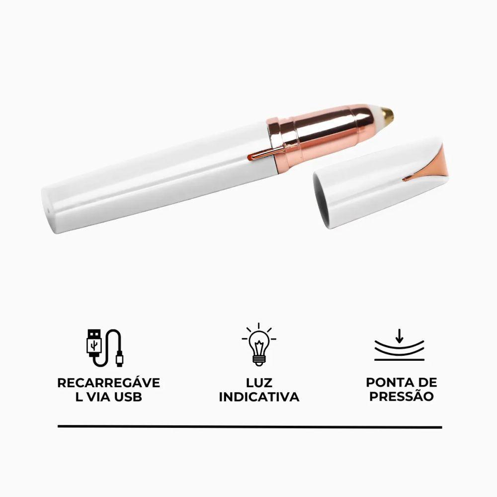 Caneta Depiladora Branca Recarregável Para Sobrancelhas Usb - 9