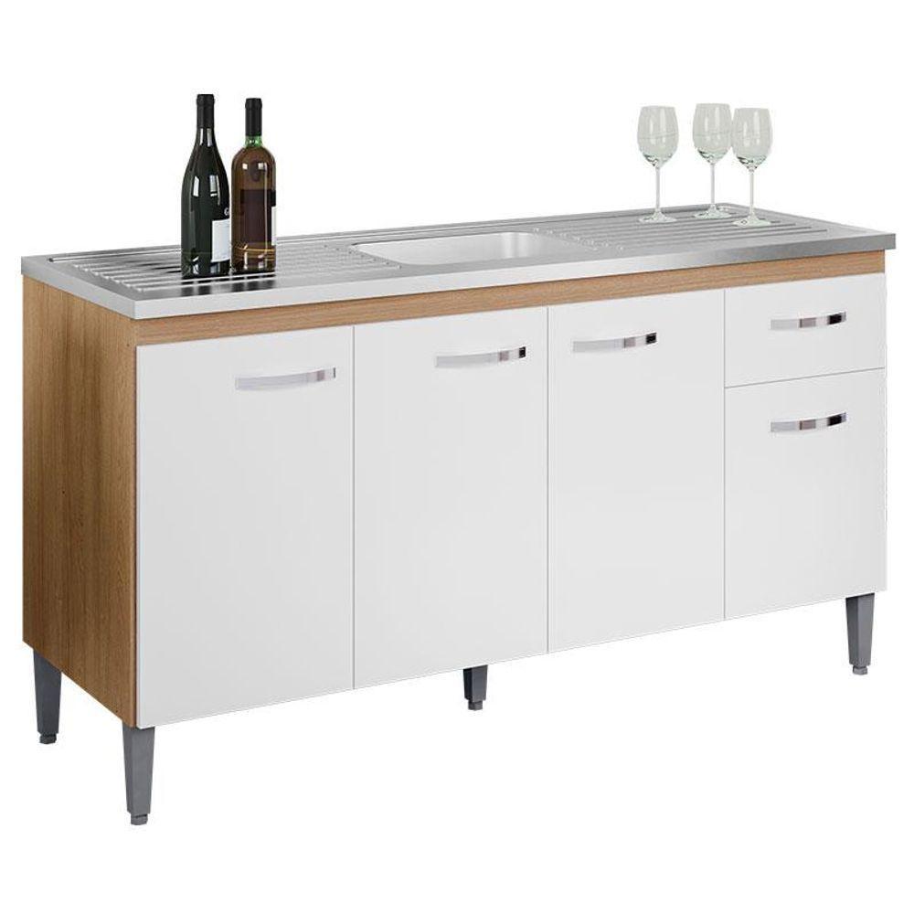 Balcão De Pia Gabriela 150cm Amêndoa Branco - Ajl - 1