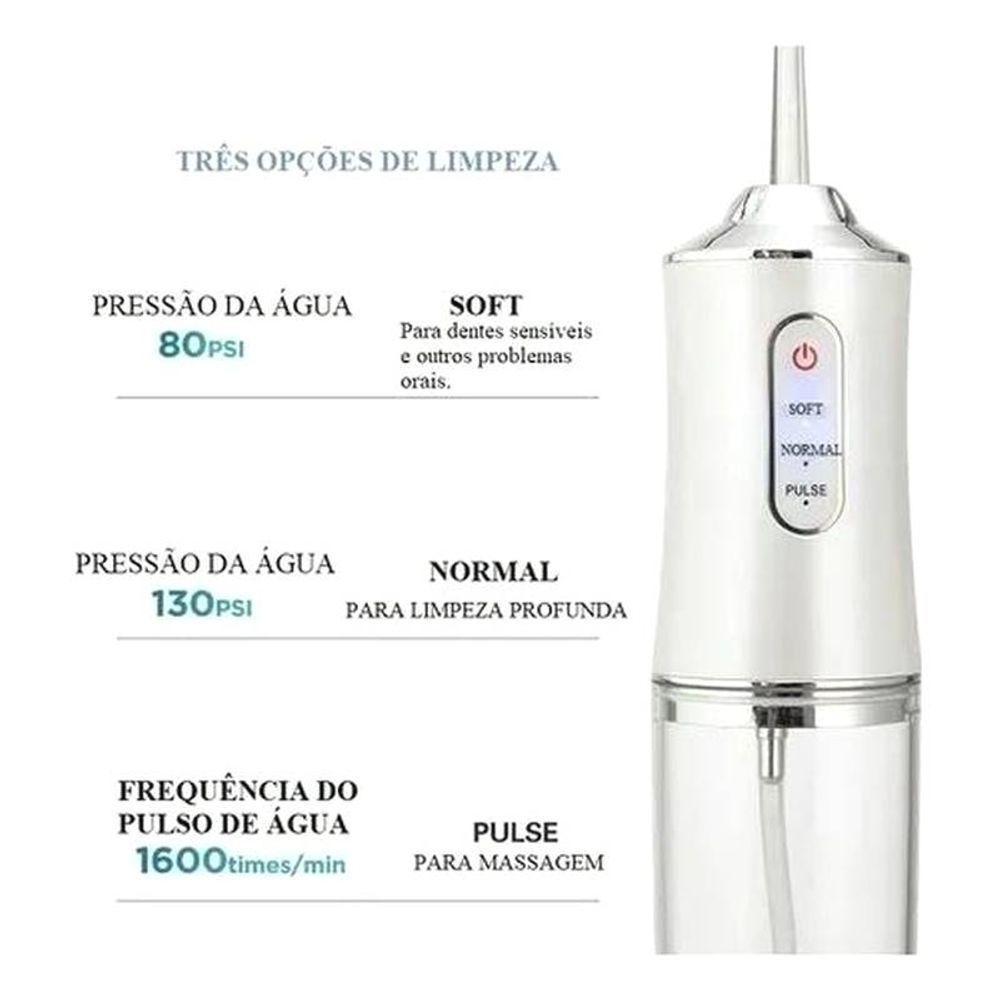Irrigador Bucal Oral Branco Recarregável Elétrico Water Pick - 4