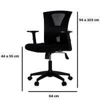 Cadeira Escritório Giratória Nr-17 Diretor Blm0283 Blume Tela Mesh Preta Base Rodizio Nylon Preto - 5