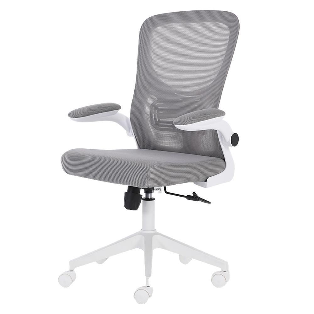 Cadeira Escritório Giratória Diretor Anm207d Anima Tela Em Poliéster Cinza Base Rodízio Nylon Branco - 1