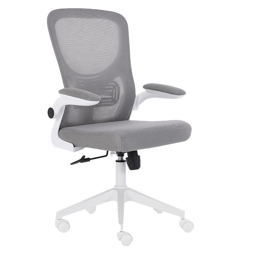 Cadeira Escritório Giratória Diretor Anm207d Anima Tela Em Poliéster Cinza Base Rodízio Nylon Branco - 2