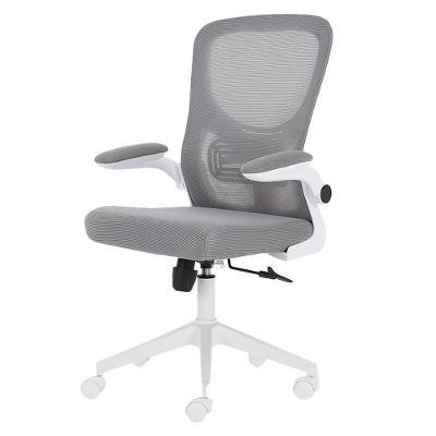 Cadeira Escritório Giratória Diretor Anm207d Anima Tela Em Poliéster Cinza Base Rodízio Nylon Branco