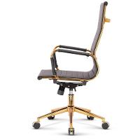 Cadeira Escritório Giratória Alta Presidente Anm03p Anima Esteirinha Pu Preto Base Rodízio Dourada - 3