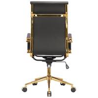 Cadeira Escritório Giratória Alta Presidente Anm03p Anima Esteirinha Pu Preto Base Rodízio Dourada