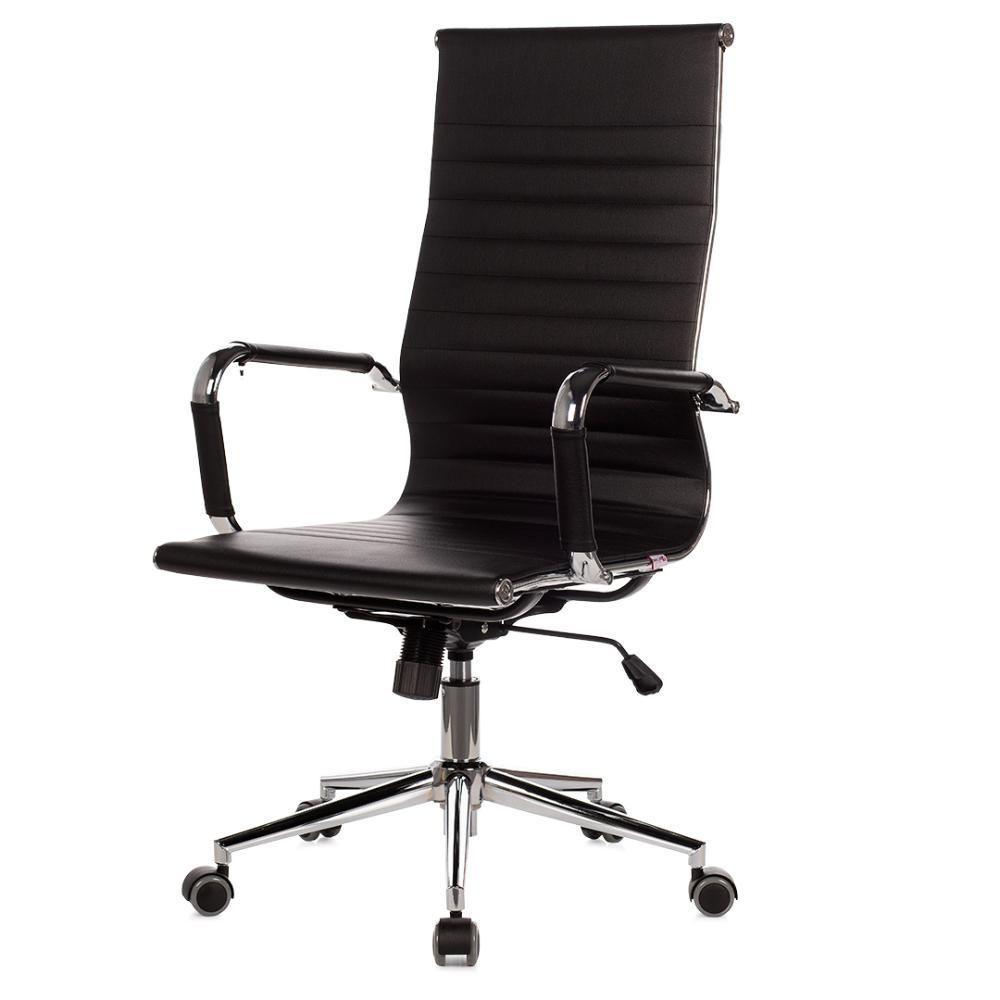 Cadeira Escritório Giratória Alta Presidente Esteirinha Anm03p Anima Pu Preto Base Rodízio Cromado - 1