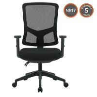 Cadeira Escritório Nr-17 Londres Diretor C/ Braços Fratini Encosto Tela Mesh Preta Base Rodízio - 2