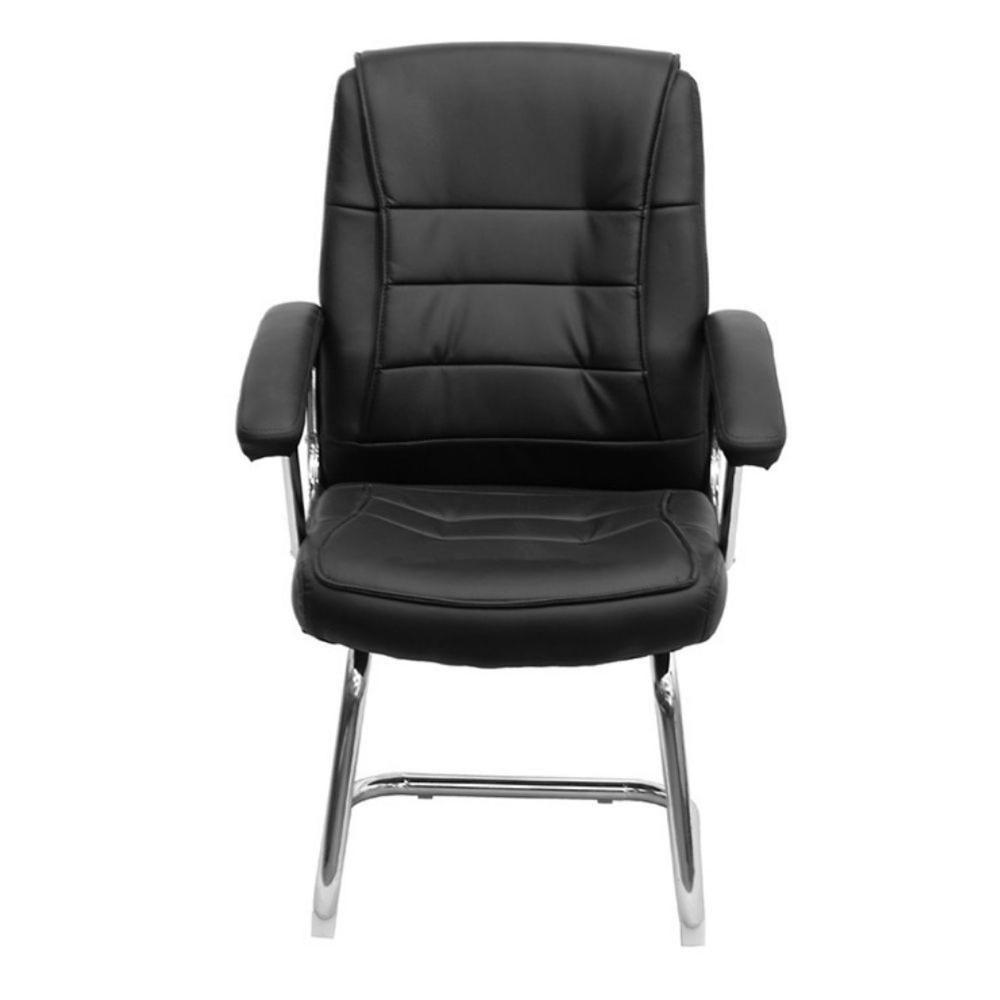 Cadeira Escritório Locutor Osler Or Design Poliuretano Preto Base Fixa Cromada - 2