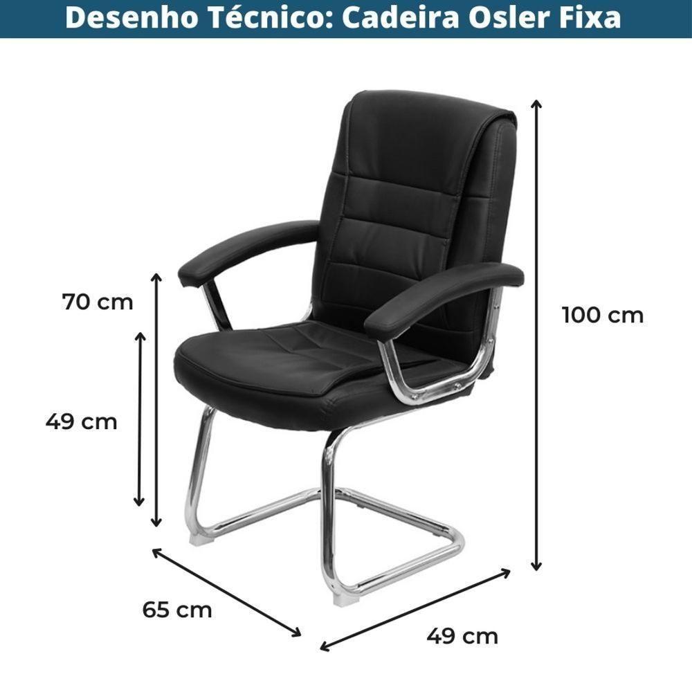 Cadeira Escritório Locutor Osler Or Design Poliuretano Preto Base Fixa Cromada - 4