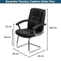 Cadeira Escritório Locutor Osler Or Design Poliuretano Preto Base Fixa Cromada - 4