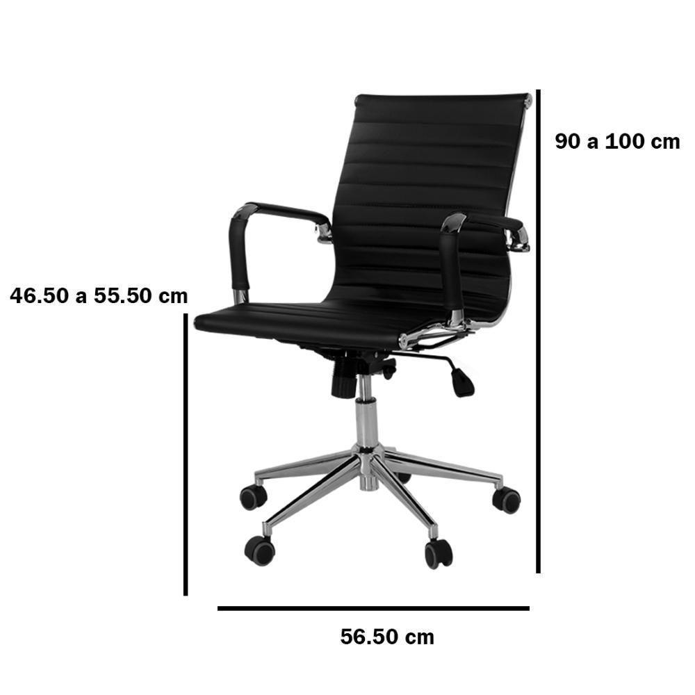 Cadeira Escritório Giratória Baixa Diretor Anm04d Anima Esteirinha Pu Preto Base Rodízio Dourada - 5