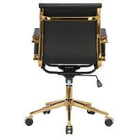 Cadeira Escritório Giratória Baixa Diretor Anm04d Anima Esteirinha Pu Preto Base Rodízio Dourada - 3