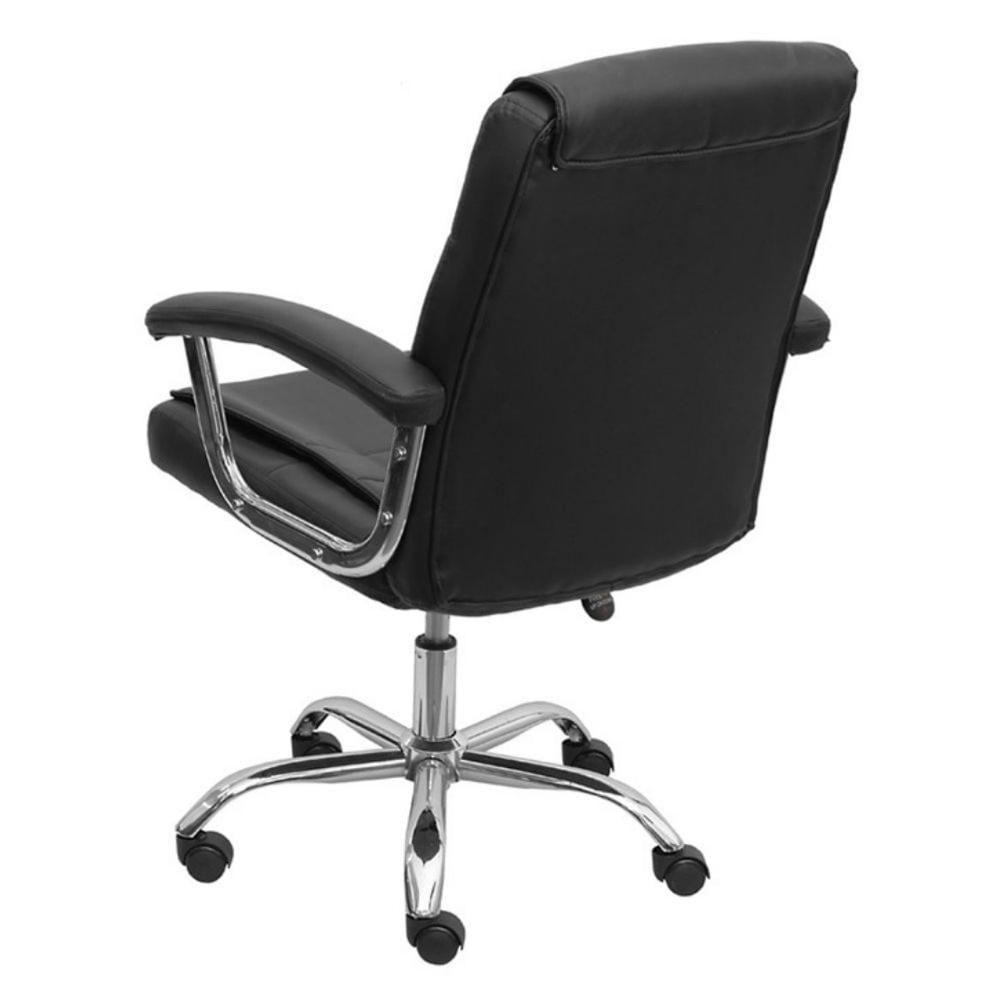 Cadeira Escritório Giratória Osler Diretor Or Design Poliuretano Preto Base Rodízio Cromado - 3