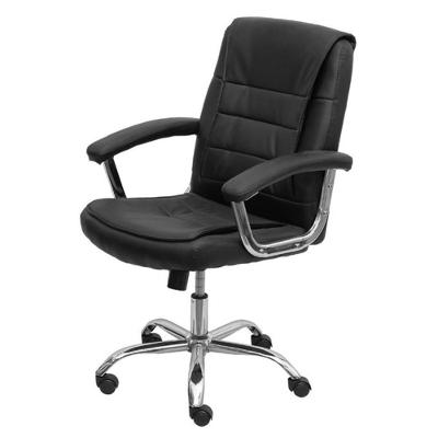 Cadeira Escritório Giratória Osler Diretor Or Design Poliuretano Preto Base Rodízio Cromado