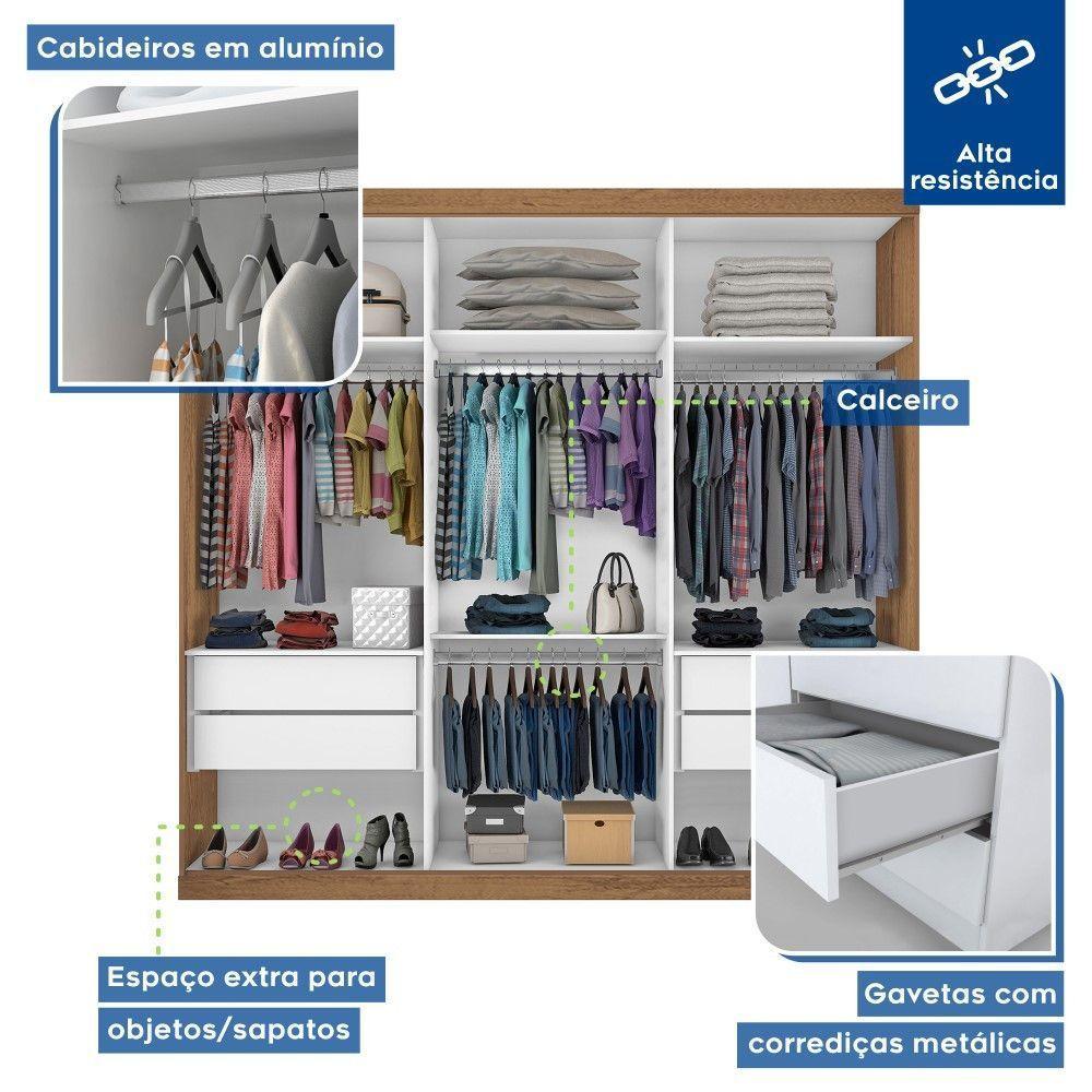 Guarda Roupa Casal Evidence Freijó 3 Portas De Correr E 3 Espelhos Minastex - 6