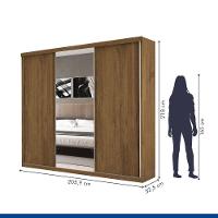 Guarda Roupa Casal Evidence Freijó 3 Portas De Correr E 3 Espelhos Minastex - 1