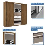 Guarda Roupa Casal Evidence Freijó 3 Portas De Correr E 3 Espelhos Minastex - 3