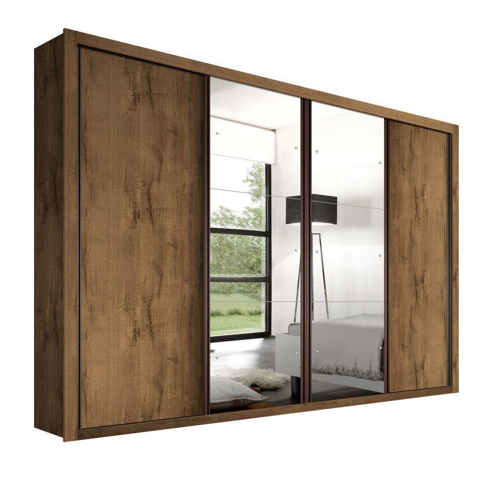 Guarda Roupa Casal Firenze Freijó Com 6 Espelhos 4 Portas Minastex - 1