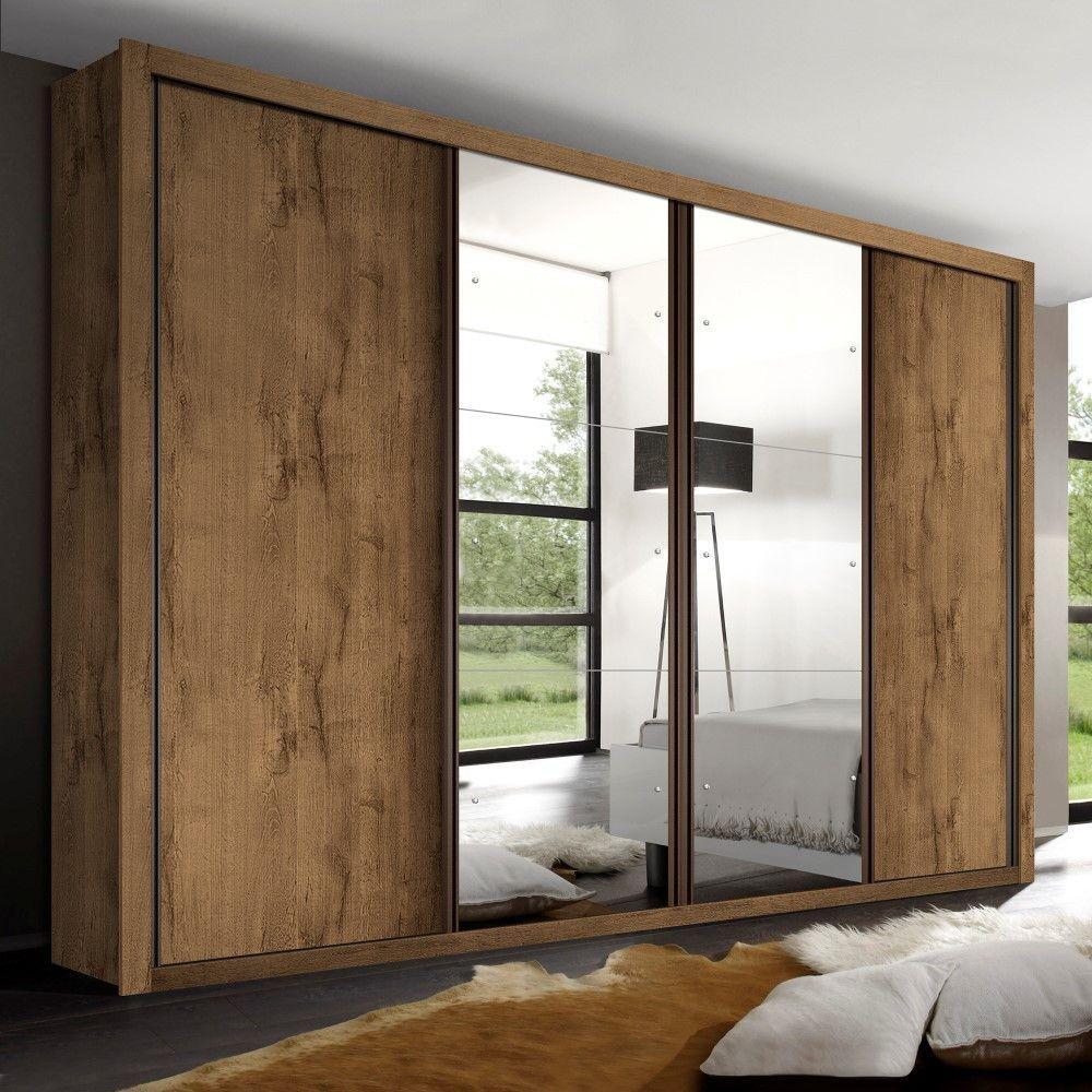 Guarda Roupa Casal Firenze Freijó Com 6 Espelhos 4 Portas Minastex - 2