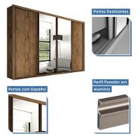 Guarda Roupa Casal Firenze Freijó Com 6 Espelhos 4 Portas Minastex - 6