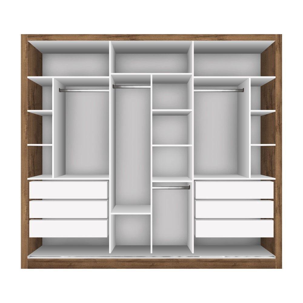 Guarda Roupa Casal Freijó Com 3 Espelho 3 Portas Minastex - 5