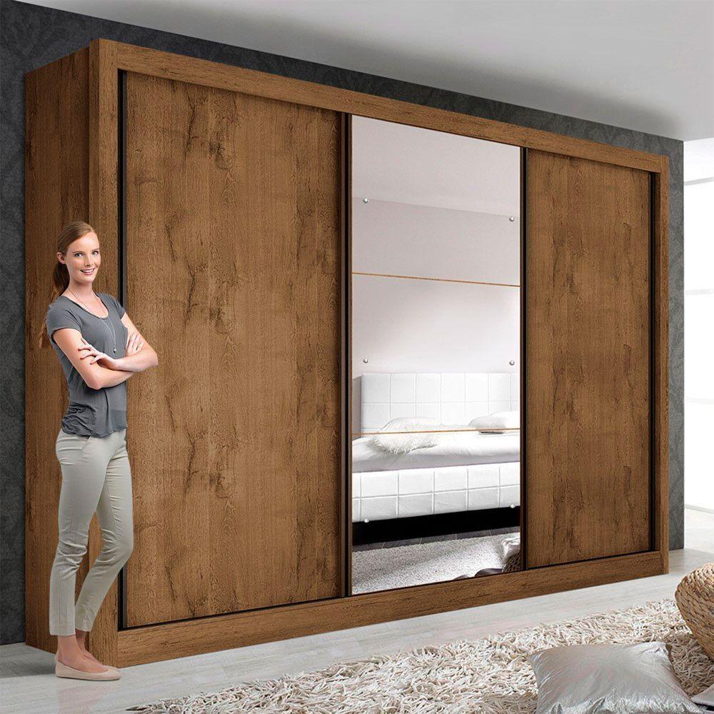 Guarda Roupa Casal Freijó Com 3 Espelho 3 Portas Minastex - 7