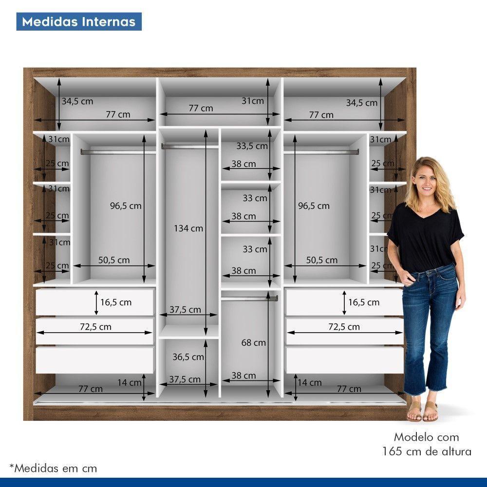 Guarda Roupa Casal Freijó Com 3 Espelho 3 Portas Minastex - 8