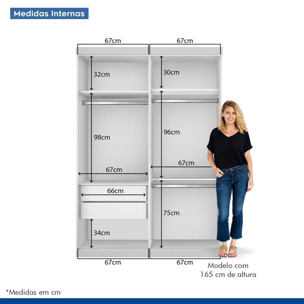 Guarda Roupa Solteiro Kiara Branco 2 Portas De Correr Minastex - 2