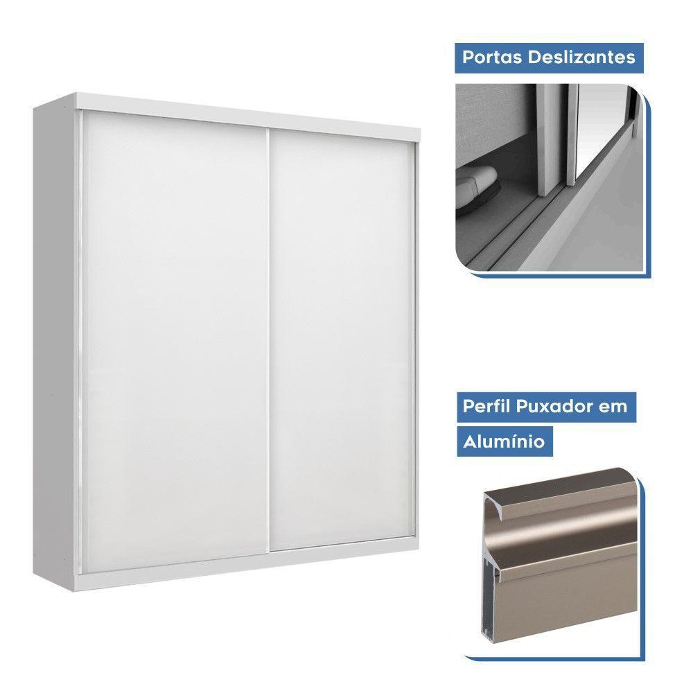 Guarda Roupa Solteiro Kiara Branco 2 Portas De Correr Minastex - 5
