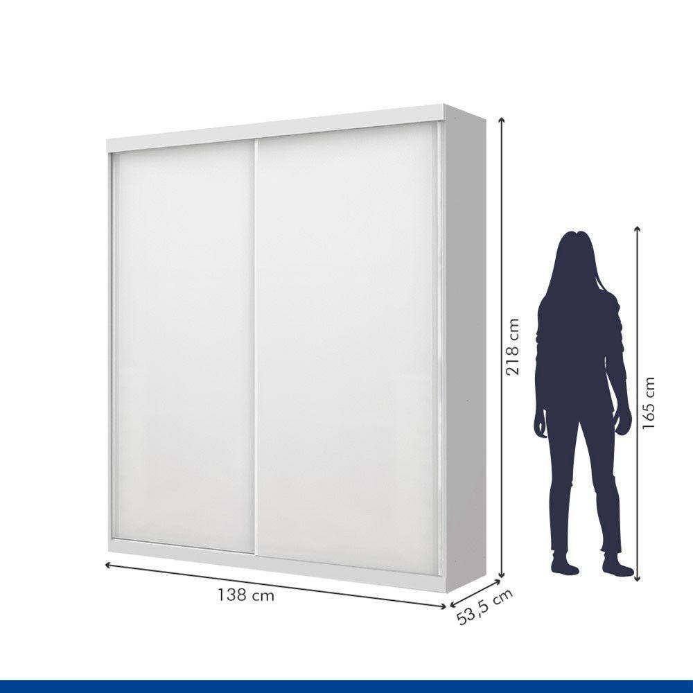 Guarda Roupa Solteiro Kiara Branco 2 Portas De Correr Minastex - 7