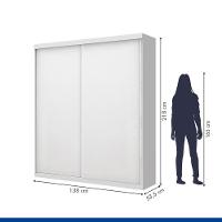 Guarda Roupa Solteiro Kiara Branco 2 Portas De Correr Minastex - 13