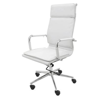 Cadeira Giratória Alta Valência Soft Rivatti Revestida Poliuretano Branco Base Rodizio Nylon Preto