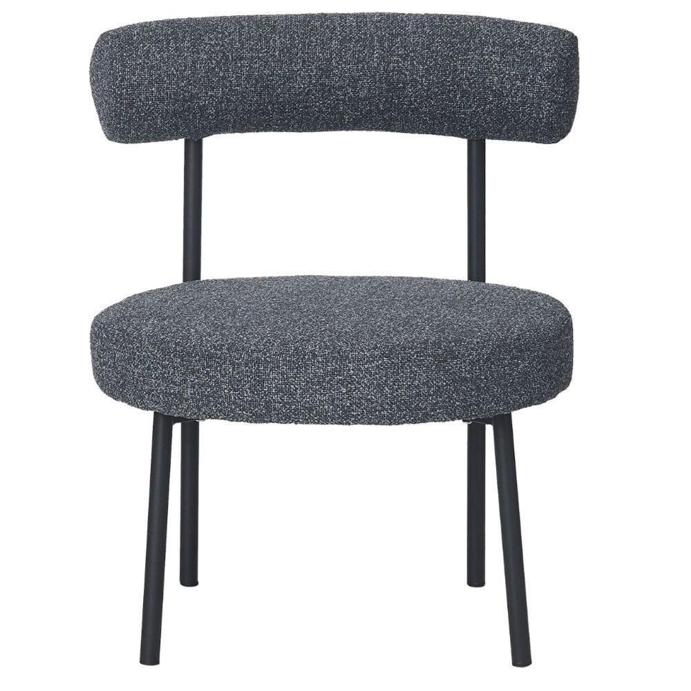 Kit 2 Poltronas Moma Fratini Assento E Encosto Revestidos Em Linho Rústico Grafite Aço Preto - 2