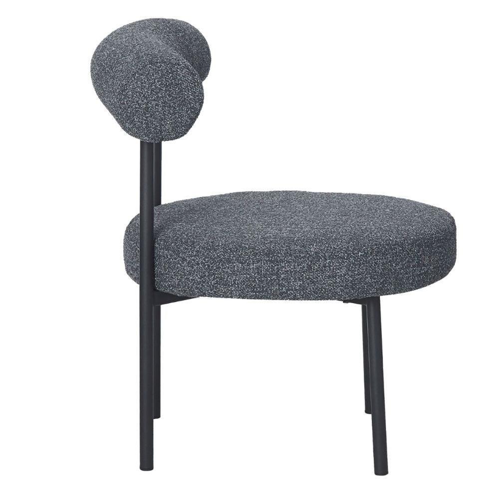Kit 2 Poltronas Moma Fratini Assento E Encosto Revestidos Em Linho Rústico Grafite Aço Preto - 3